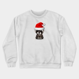 Christmas Raccoon Wearing a Santa Hat Crewneck Sweatshirt